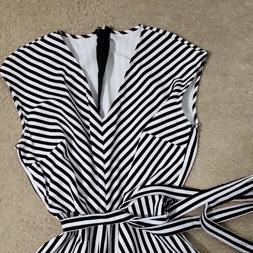 New York & Company Monochrome Striped Jumpsuit - Picture 4 of 5